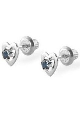 terrific teeny white gold heart dark blue birthstone baby earrings